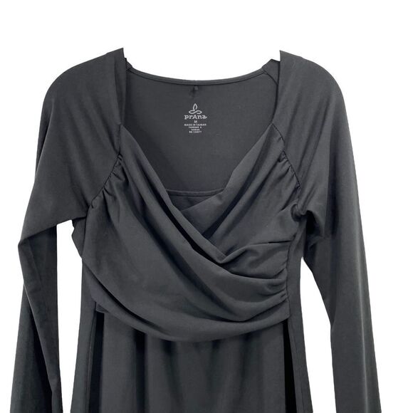 PrAna Black Cross Over Front Tally Dress Sz M  Long Sleeve - Picture 3 of 9